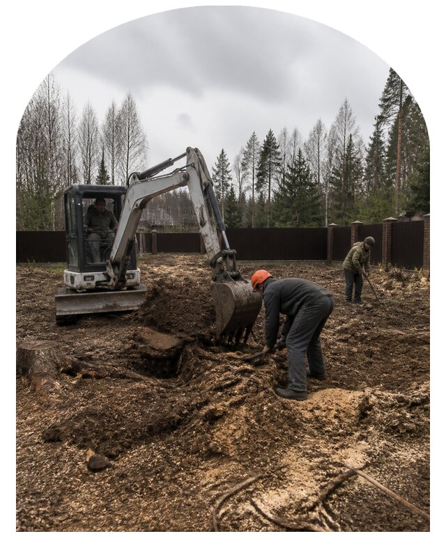 Раскорчевка участка в Таганроге для подготовки территории