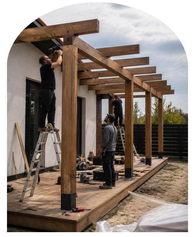 Профессиональный монтаж перголы на участке в Таганроге